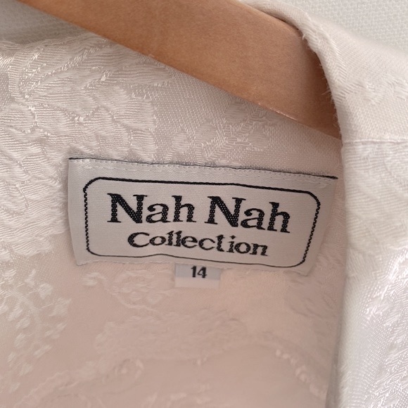 Vintage Nah Nah Collection Floral with Lace trim top with shoulder pads, Size 14 - Picture 4 of 12